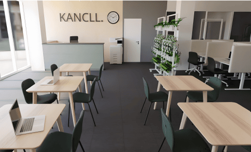 Interiér coworkingového prostoru KANCLL. v Novém Bydžově
